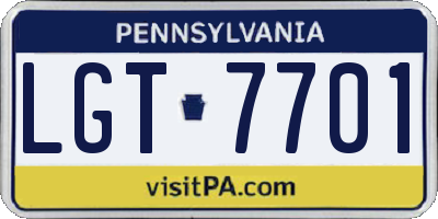 PA license plate LGT7701