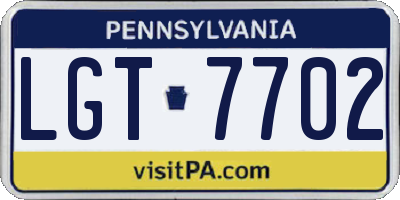PA license plate LGT7702