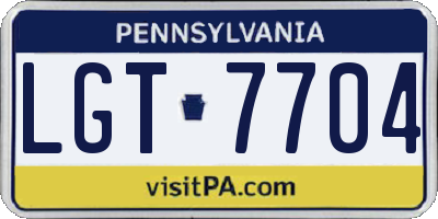 PA license plate LGT7704