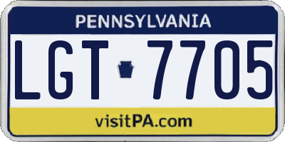 PA license plate LGT7705