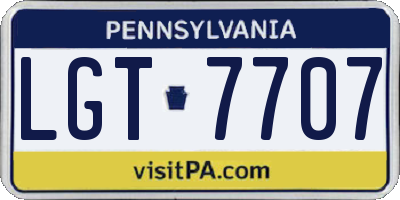 PA license plate LGT7707