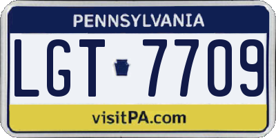 PA license plate LGT7709