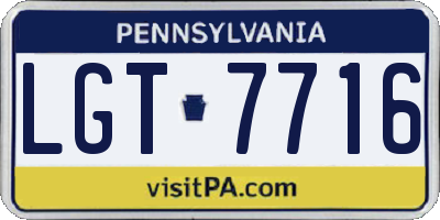 PA license plate LGT7716