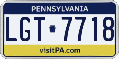 PA license plate LGT7718