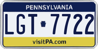 PA license plate LGT7722
