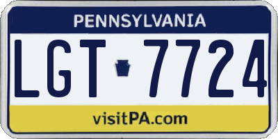PA license plate LGT7724