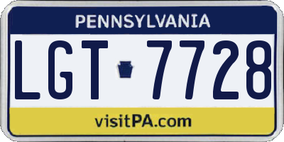 PA license plate LGT7728