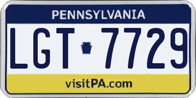 PA license plate LGT7729