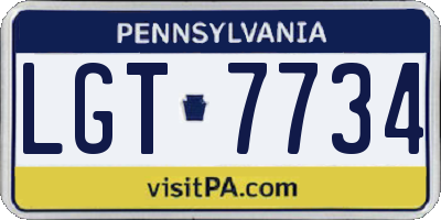 PA license plate LGT7734
