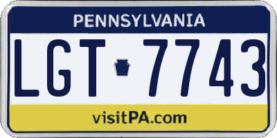 PA license plate LGT7743