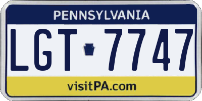 PA license plate LGT7747