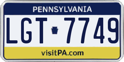 PA license plate LGT7749