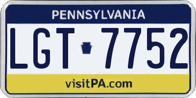 PA license plate LGT7752