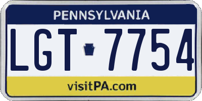PA license plate LGT7754