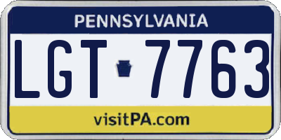 PA license plate LGT7763