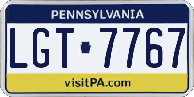 PA license plate LGT7767