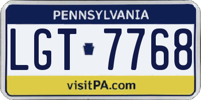 PA license plate LGT7768