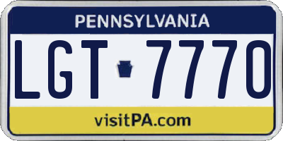 PA license plate LGT7770