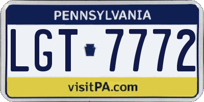 PA license plate LGT7772