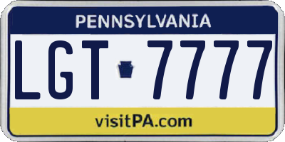 PA license plate LGT7777