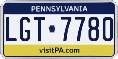 PA license plate LGT7780
