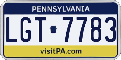 PA license plate LGT7783