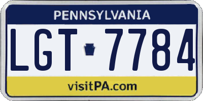 PA license plate LGT7784