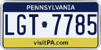 PA license plate LGT7785