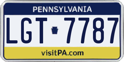 PA license plate LGT7787