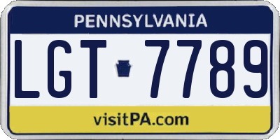 PA license plate LGT7789