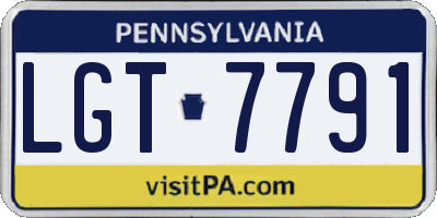 PA license plate LGT7791