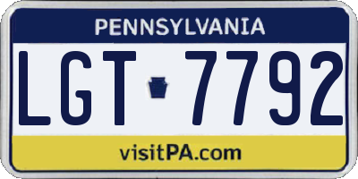PA license plate LGT7792