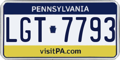 PA license plate LGT7793