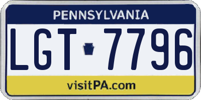 PA license plate LGT7796