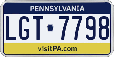 PA license plate LGT7798