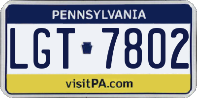 PA license plate LGT7802