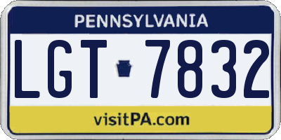 PA license plate LGT7832