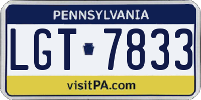 PA license plate LGT7833
