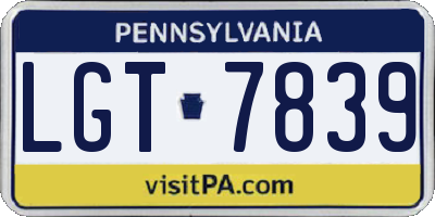 PA license plate LGT7839