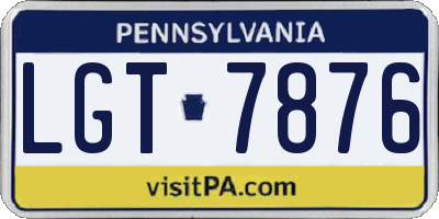 PA license plate LGT7876
