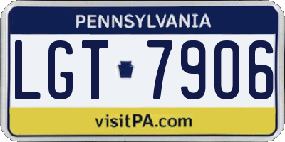 PA license plate LGT7906