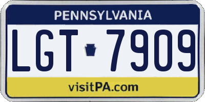 PA license plate LGT7909