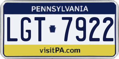PA license plate LGT7922