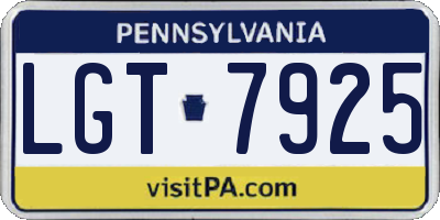PA license plate LGT7925