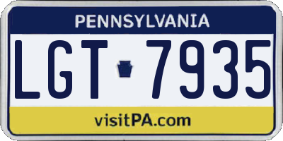 PA license plate LGT7935