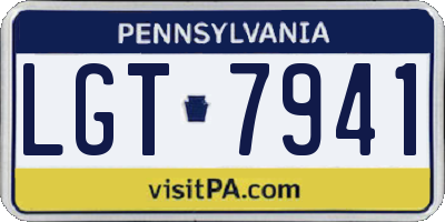 PA license plate LGT7941