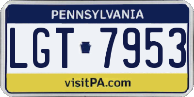 PA license plate LGT7953