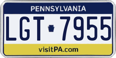 PA license plate LGT7955