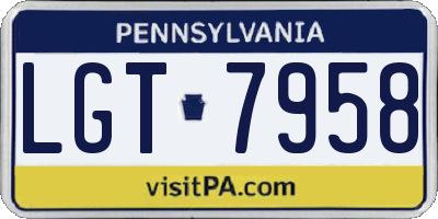 PA license plate LGT7958