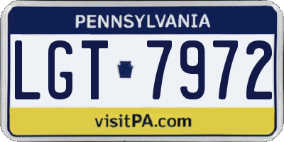 PA license plate LGT7972